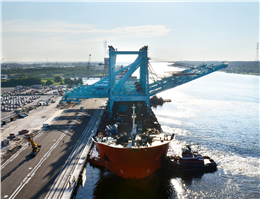 Giant Electric Container Cranes Arrive at JAXPORT