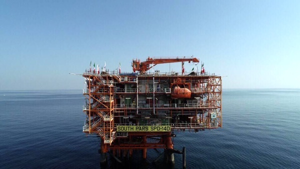 آخرین سکوی گازی فاز ۱۴ پارس جنوبی در خلیج فارس وارد مدار تولید شد