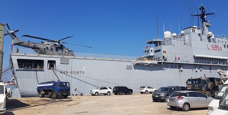 لنگر انداختن کشتی نظامی ایتالیا در سواحل بیروت