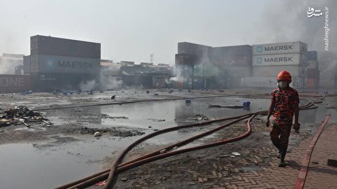 عکس/ آتش‌سوزی مرگبار مواد شیمیایی در بنگلادش