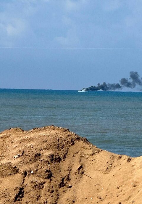 آتش گرفتن کشتی نیروی دریایی رژیم اسرائیل