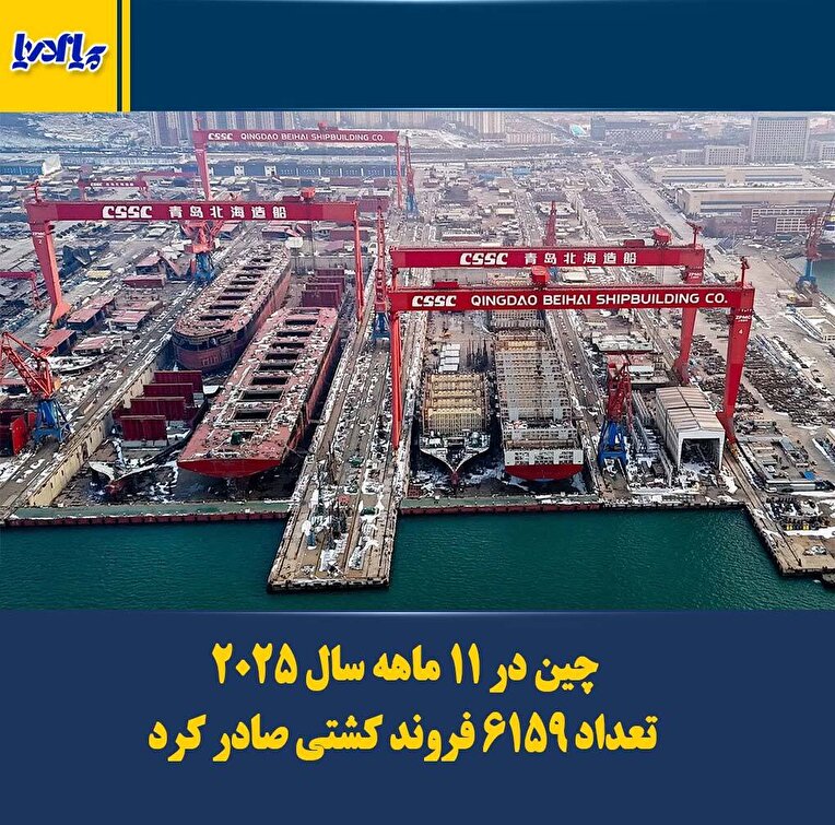 فوتوتیتر/ چین در ۱۱ ماهه سال ۲۰۲۵ تعداد ۶۱۵۹ فروند کشتی صادر کرد