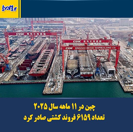 فوتوتیتر/ چین در ۱۱ ماهه سال ۲۰۲۵ تعداد ۶۱۵۹ فروند کشتی صادر کرد