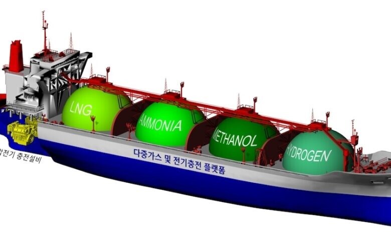 رونمایی کره جنوبی از کشتی حمل همزمان ۴ نوع سوخت سبز رونمایی کره جنوبی از کشتی حمل همزمان ۴ نوع سوخت سبز